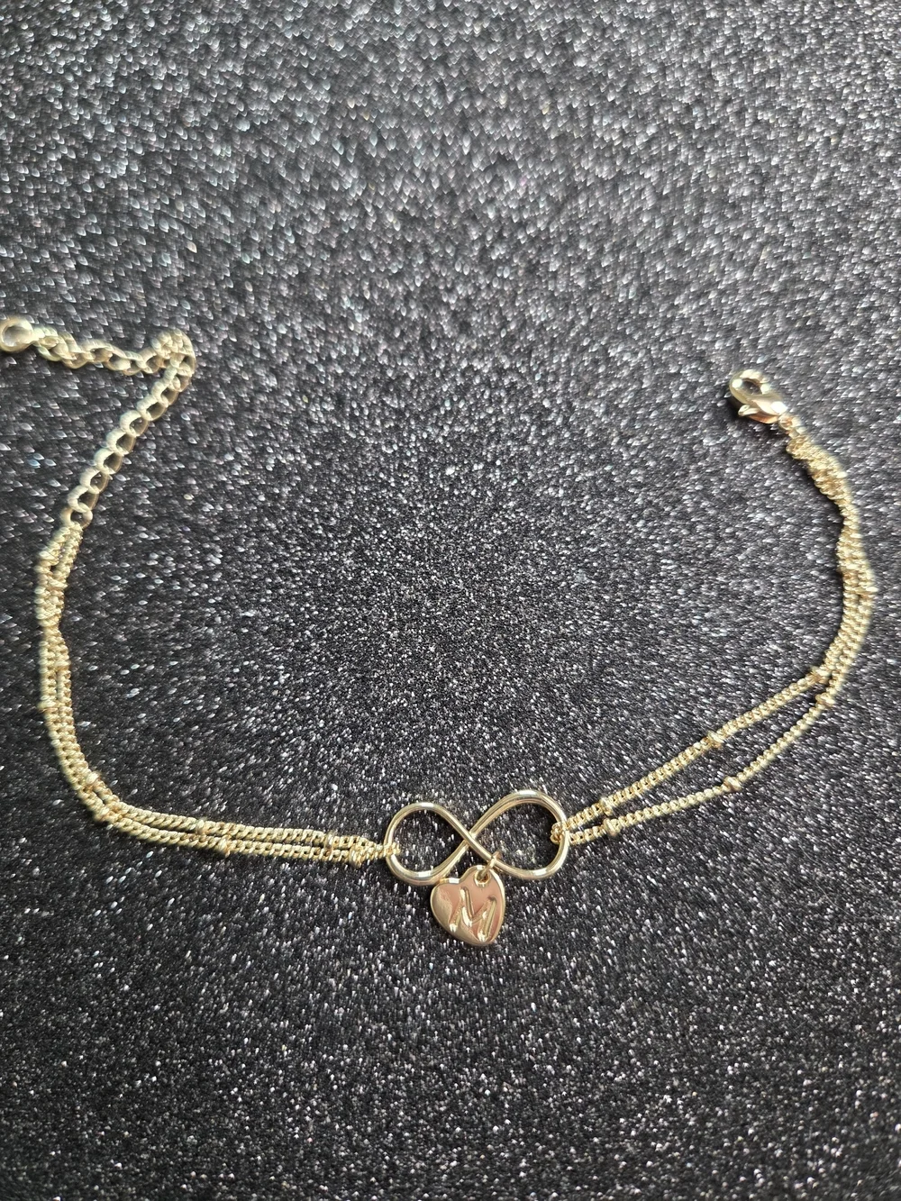 Gold Infinity Initial Charm Bracelet - Personalized M Accent